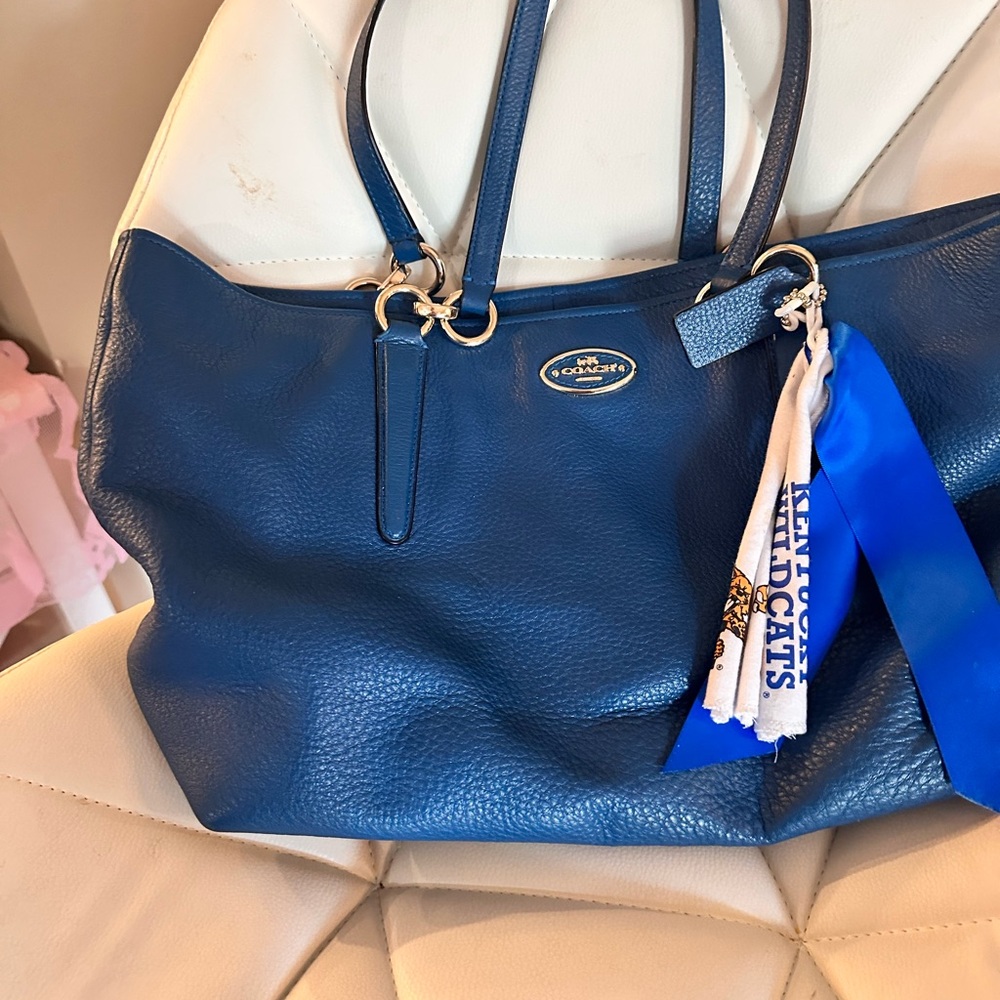 Coach Blue Leather Tote Bag